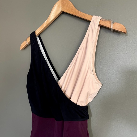 Solid and Striped The Ballerina‎ Color-Block Swimsuit Black Nude Bordeaux Combo - Picture 8 of 16